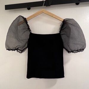 Zara mesh organza sleeve top